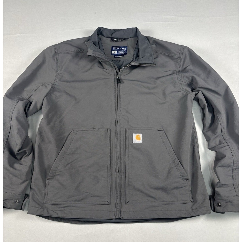 Carhartt Super Dux Rain Defender Jacket Mens M Gray OJ5534 Full Zip Work Coat